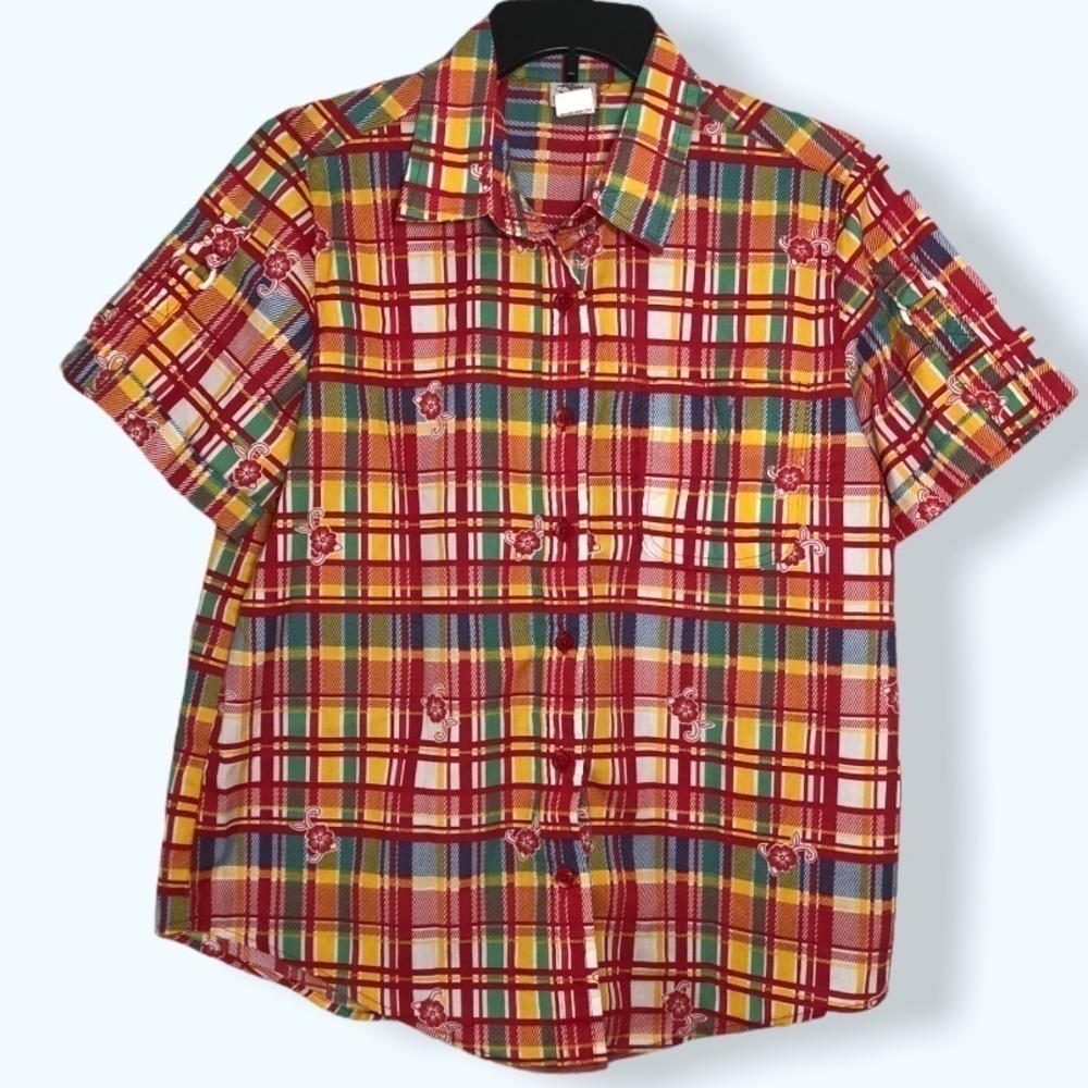 Adrian Delafield Vintage Plaid Top Sz Med